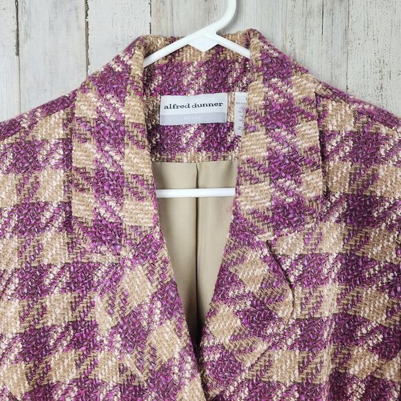 Alfred Dunner Blazer Purple Tan Check Size  12P - Picture 11 of 11